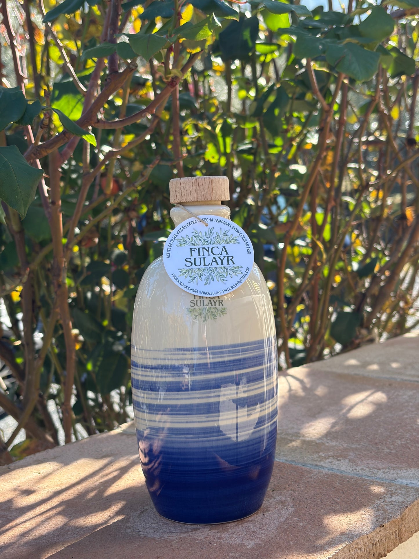 Botella AOVE de gres porcelánico bombacha 500ml. SULAYR DIF.