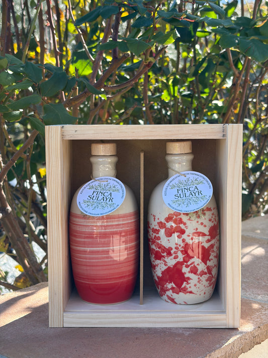 Pack de 2 botellas AOVE de gres porcelánico bombacha 250ml.